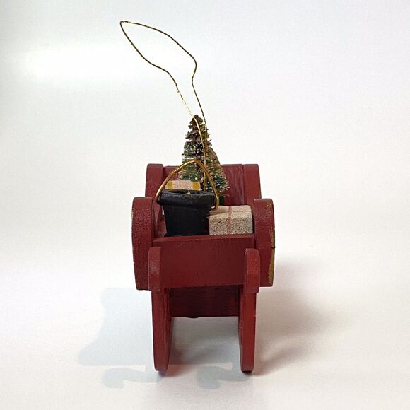 Vintage Christmas Lot 4 Painted Wood Ornaments Nutcracker Train Sled Drummer - Picture 10 of 16